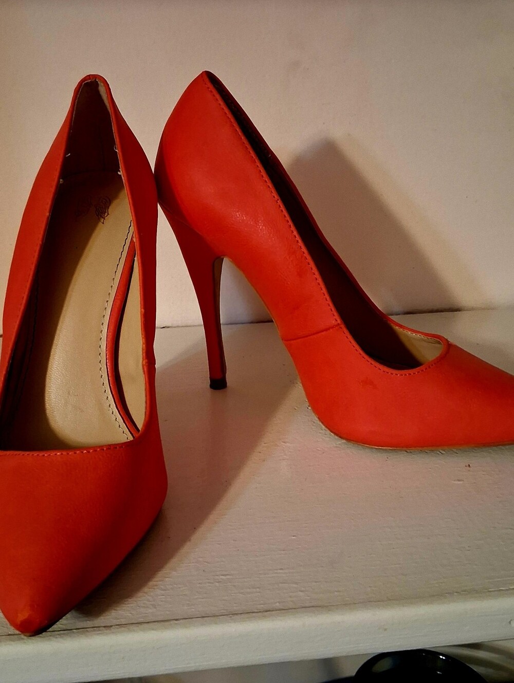 Classic Bright Coral Pointed-Toe Stilettos